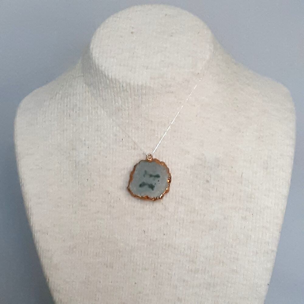 💎Electroplated Druzy Pendant White Green Crystalline Quartz